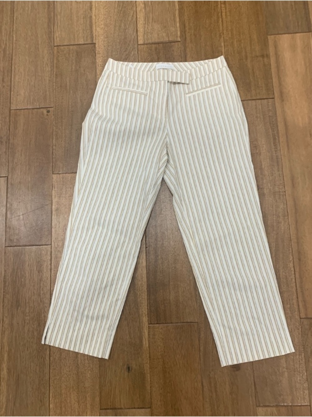 Peserico Cream Pants with Tan Pinstripes